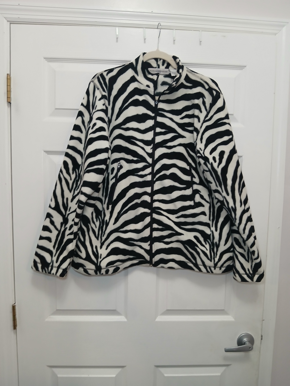 Marisa Christina Black & White Zebra Print Teddy Jacket